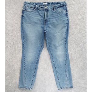 Good American Jeans Good Legs Straight Slit Hem Medium Wash Women's Size 18‎
